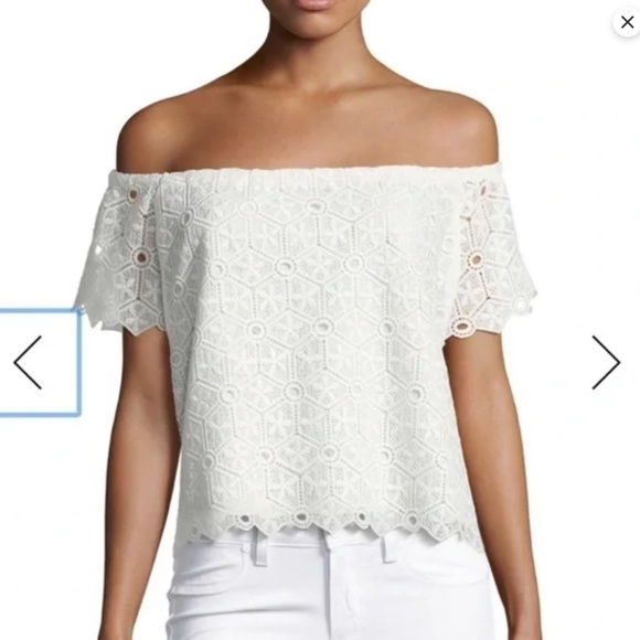 Amanda Uprichard  White Firenze Lace Off Shoulder Top - women's size medium - Picture 1 of 6